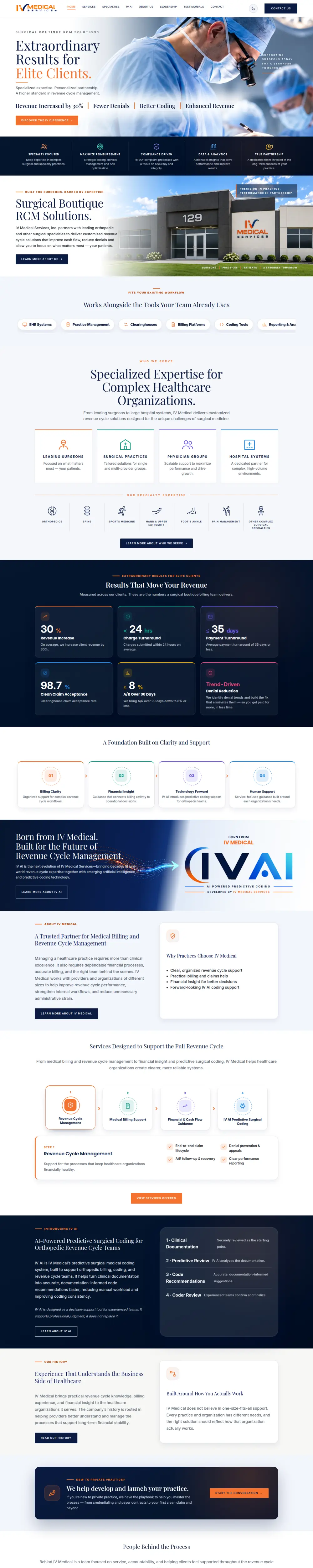 IV Medical home page in a desktop browser
