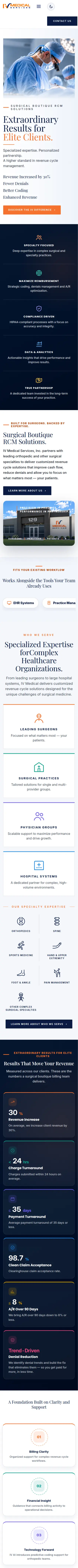 IV Medical home page on a phone