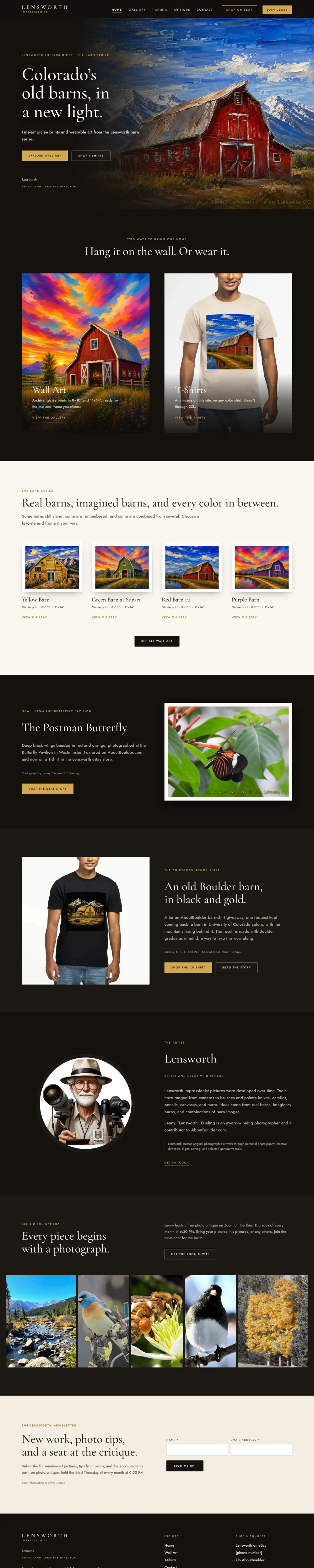Lensworth home page in a desktop browser